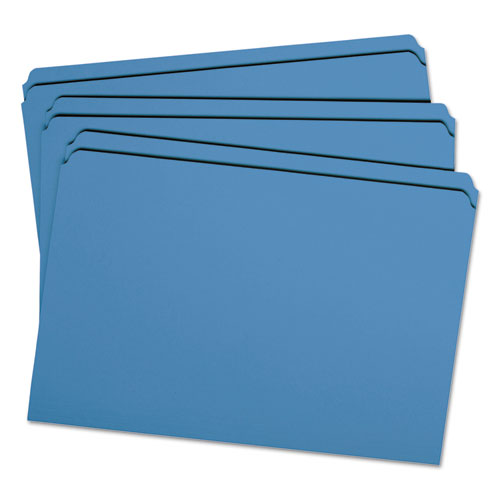 Reinforced Top Tab Colored File Folders, Straight Tabs, Legal Size, 0.75" Expansion, Blue, 100/box