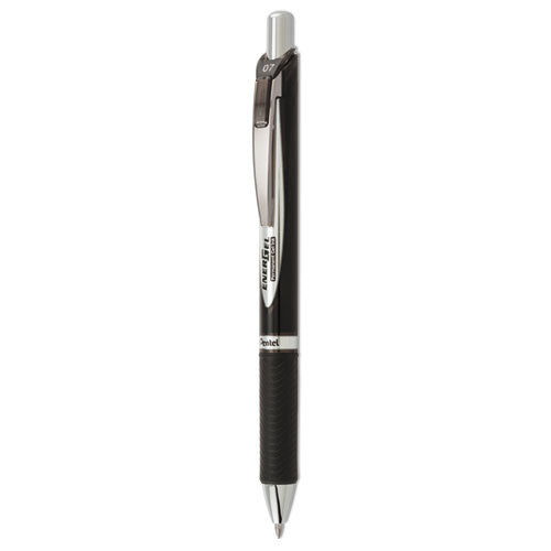 Energel Pro Permanent Ink Gel Pen, Retractable, Medium 0.7 Mm, Black Ink, Black Barrel