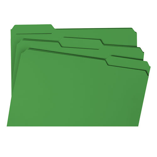 Colored File Folders, 1/3-cut Tabs: Assorted, Legal Size, 0.75" Expansion, Green, 100/box