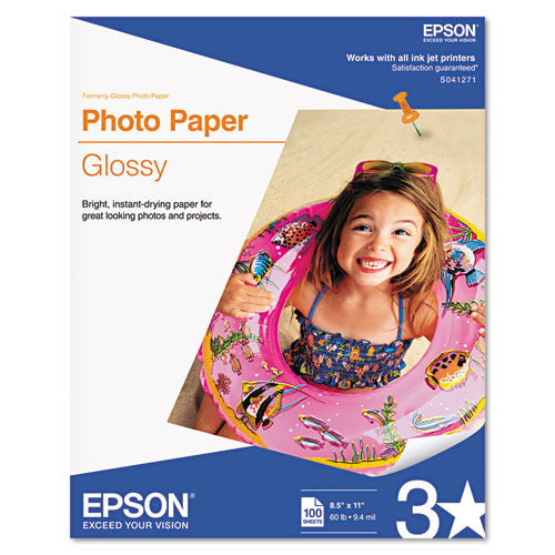 Glossy Photo Paper, 9.4 Mil, 8.5 X 11, Glossy White, 50/pack