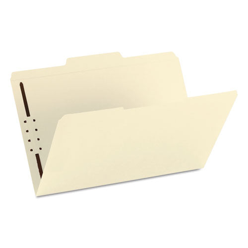 Top Tab Fastener Folders, 1/3-cut Tabs: Assorted, 0.75" Expansion, 1 Fastener, Legal Size, Manila Exterior, 50/box