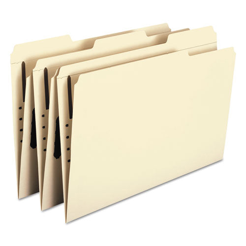 Top Tab Fastener Folders, 1/3-cut Tabs: Assorted, 0.75" Expansion, 1 Fastener, Legal Size, Manila Exterior, 50/box