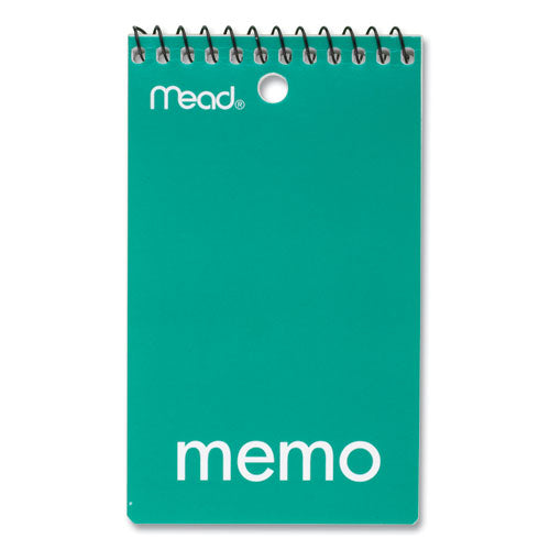 Wirebound Memo Pad With Wall-hanger Eyelet, Medium/college Rule, Randomly Assorted Cover Colors, 60 White 3 X 5 Sheets