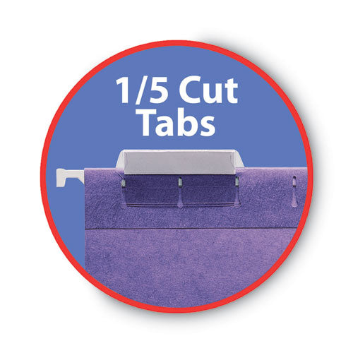 Colored Hanging File Folders With 1/5 Cut Tabs, Letter Size, 1/5-cut Tabs, Purple, 25/box