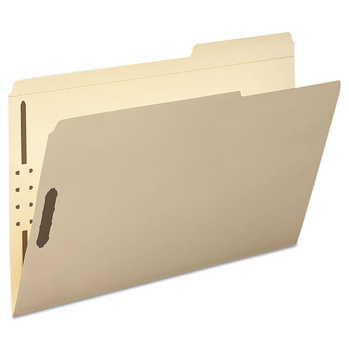 Top Tab Fastener Folders, Guide-height 2/5-cut Tabs, 0.75" Expansion, 2 Fasteners, Legal Size, 11-pt Manila, 50/box