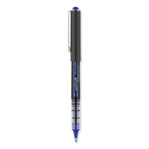 Vision Roller Ball Pen, Stick, Bold 1 Mm, Blue Ink, Black/blue Barrel, Dozen