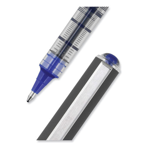 Vision Roller Ball Pen, Stick, Bold 1 Mm, Blue Ink, Black/blue Barrel, Dozen