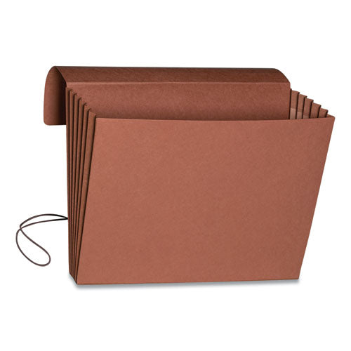 Extra-wide Expanding Wallets With Elastic Cord, 5.25" Expansion, 1 Section, Elastic Cord Closure, Letter Size, Redrope