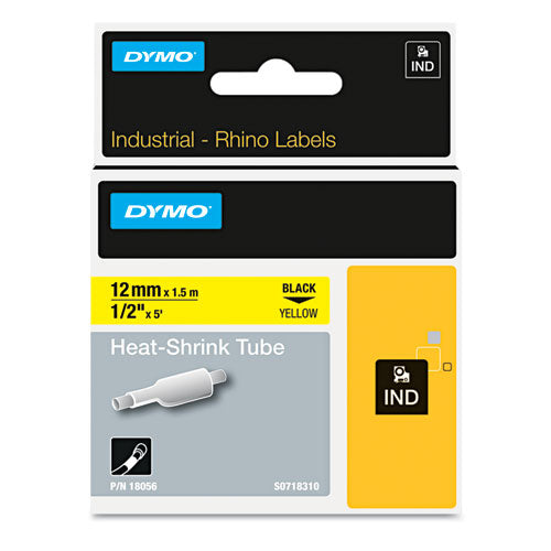 Rhino Flexible Nylon Industrial Label Tape, 0.5" X 11.5 Ft, Yellow/black Print