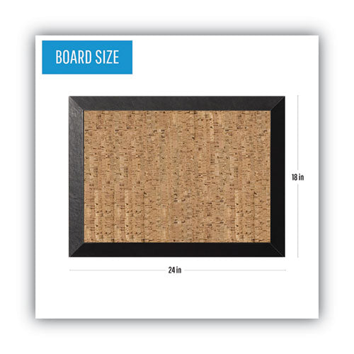 Natural Cork Bulletin Board, 24 X 18, Natural Surface, Black Wood Frame