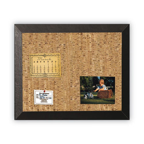 Natural Cork Bulletin Board, 24 X 18, Natural Surface, Black Wood Frame