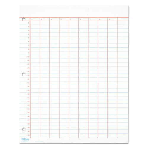 Data Pad With Numbered Column Headings, Data/lab-record Format, Wide/legal Rule, 10 Columns, 8.5 X 11, White, 50 Sheets