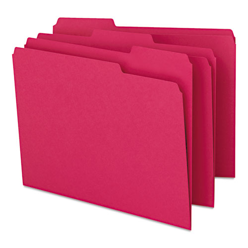 Colored File Folders, 1/3-cut Tabs: Assorted, Letter Size, 0.75" Expansion, Red, 100/box