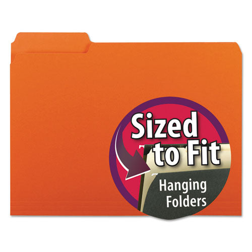 Interior File Folders, 1/3-cut Tabs: Assorted, Letter Size, 0.75" Expansion, Orange, 100/box