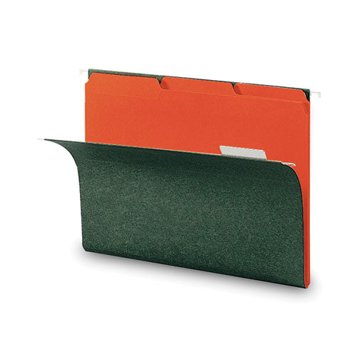 Interior File Folders, 1/3-cut Tabs: Assorted, Letter Size, 0.75" Expansion, Orange, 100/box