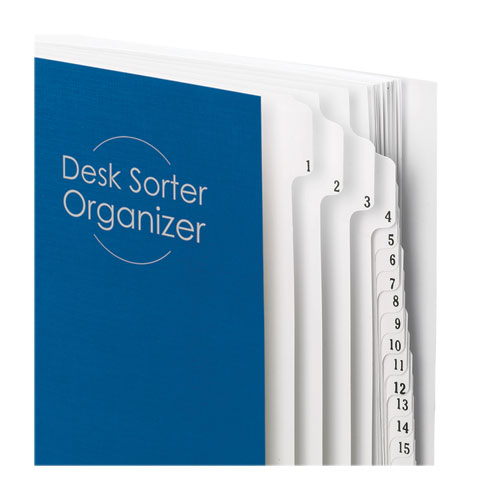 Deluxe Expandable Indexed Desk File/sorter, 31 Dividers, Date Index, Letter Size, Dark Blue Cover