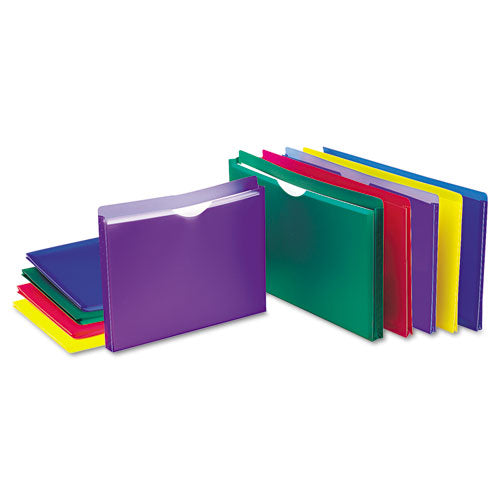 Poly File Jackets, Straight Tab, Legal Size, Assorted Colors, 5/pack