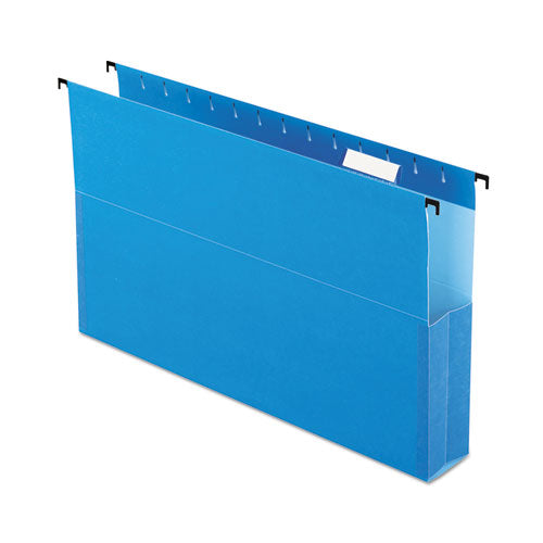 Surehook Reinforced Extra-capacity Hanging Box File, 1 Section, 3" Capacity, Letter Size, 1/5-cut Tabs, Blue, 25/box
