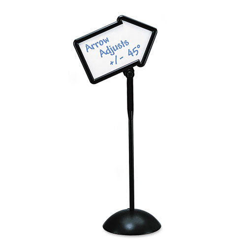 Writeway Double-sided Magnetic Dry Erase Standing Message Sign, Rectangle, 65" Tall Black Stand, 14.25 X 22.25 White Face