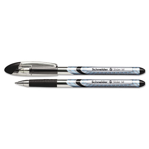 Slider Basic Ballpoint Pen, Stick, Extra-bold 1.4 Mm, Black Ink, Black Barrel, 10/box