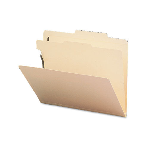 Four-section Top Tab Classification Folders, 2" Expansion, 1 Divider, 4 Fasteners, Legal Size, Manila, 10/box