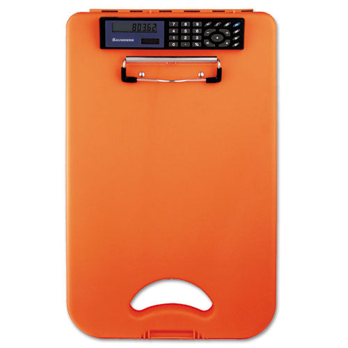 Deskmate Ii With Calculator, 0.5" Clip Capacity, Holds 8.5 X 11 Sheets, Hi-vis Orange