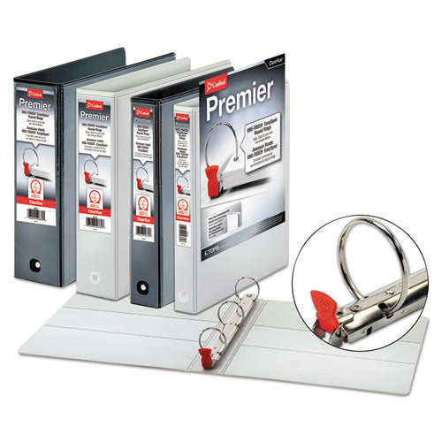 Premier Easy Open Clearvue Locking Round Ring Binder, 3 Rings, 1" Capacity, 11 X 8.5, White