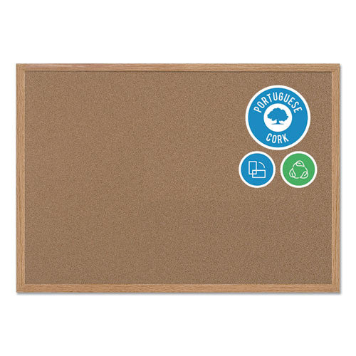 Earth Cork Board, 72 X 48, Natural Surface, Oak Wood Frame