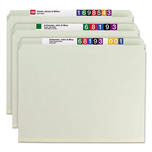 Recycled Pressboard Fastener Folders, Straight Tabs, Two Safeshield Fasteners, 2" Expansion, Letter Size, Gray-green, 25/box