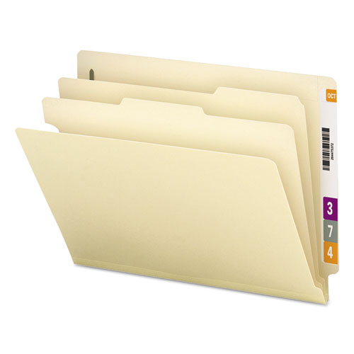 Manila End Tab Classification Folders, 2" Expansion, 2 Dividers, 6 Fasteners, Letter Size, Manila Exterior, 10/box
