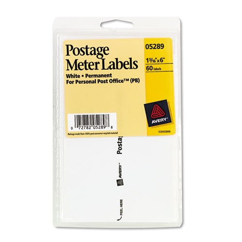 Postage Meter Labels For Personal Post Office, 1.78 X 6, White, 2/sheet, 30 Sheets/pack, (5289)