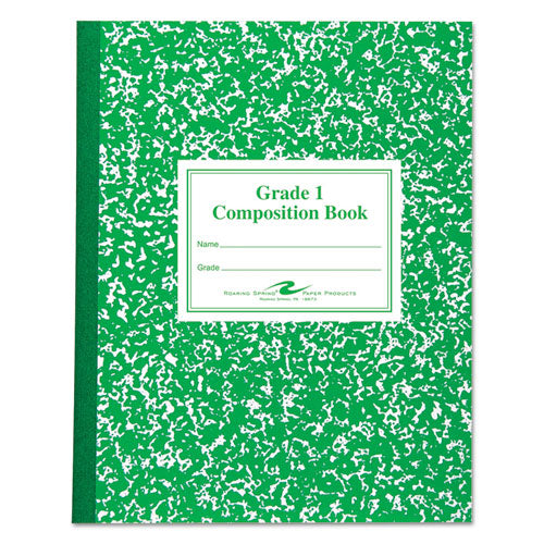 Grade School Ruled Composition Book, Manuscript Format, Green Cover, (50) 9.75 X 7.75 Sheets