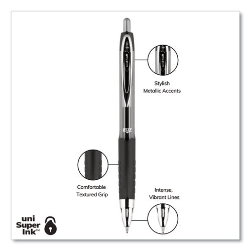 Signo 207 Gel Pen Value Pack, Retractable, Medium 0.7 Mm, Black Ink, Translucent Black Barrel, 36/box