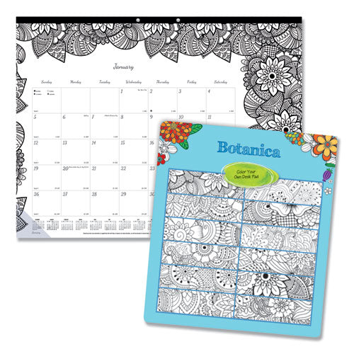 Monthly Desk Pad Calendar, Doodleplan Coloring Pages, 17.75 X 10.88, Black Binding, Clear Corners, 12-month (jan-dec): 2023