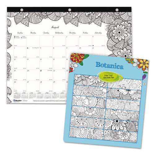 Monthly Desk Pad Calendar, Doodleplan Coloring Pages, 17.75 X 10.88, Black Binding, Clear Corners, 12-month (jan-dec): 2023