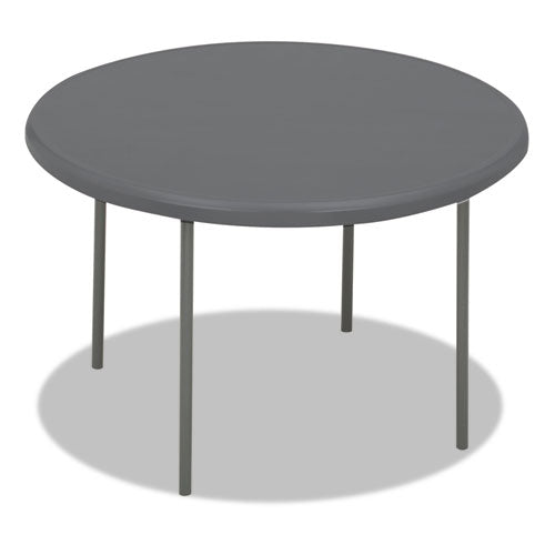 Indestructable Classic Folding Table, Round Top, 200 Lb Capacity, 48" Diameter X 29h, Charcoal