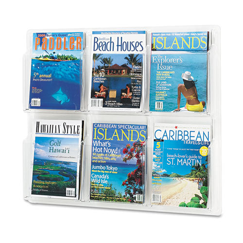 Reveal Clear Literature Displays, 9 Compartments, 30w X 2d X 36.75h, Clear