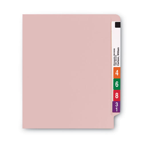 Shelf-master Reinforced End Tab Colored Folders, Straight Tabs, Letter Size, 0.75" Expansion, Pink, 100/box