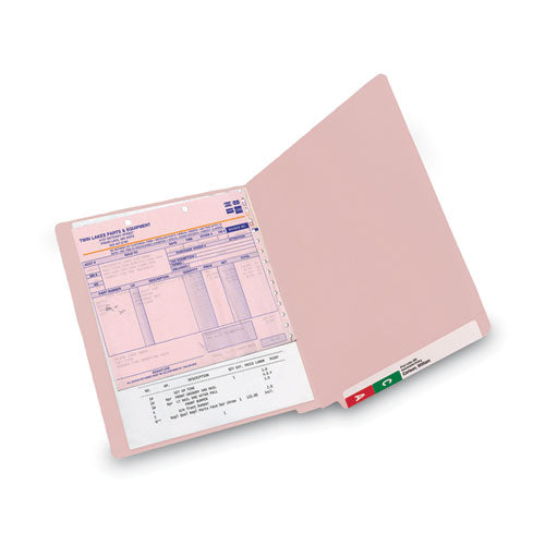 Shelf-master Reinforced End Tab Colored Folders, Straight Tabs, Letter Size, 0.75" Expansion, Pink, 100/box