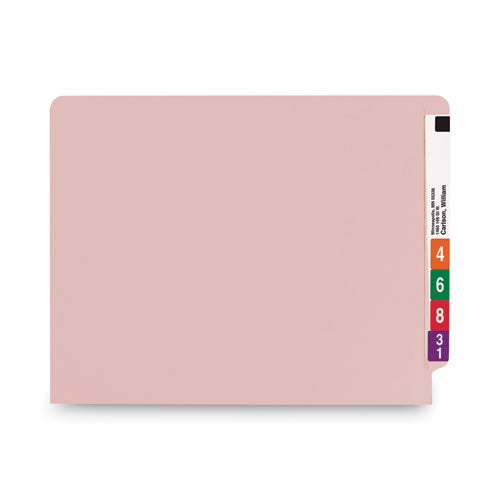 Shelf-master Reinforced End Tab Colored Folders, Straight Tabs, Letter Size, 0.75" Expansion, Pink, 100/box