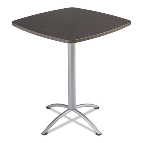 Iland Table, Bistro-height, Square Top, Contoured Edges, 36w X 36d X 42h, Gray Walnut/silver