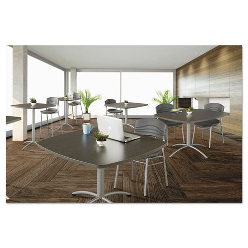 Iland Table, Bistro-height, Square Top, Contoured Edges, 36w X 36d X 42h, Gray Walnut/silver