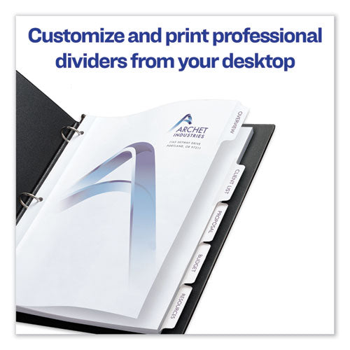 Customizable Print-on Dividers, 3-hole Punched, 5-tab, 11 X 8.5, White, 25 Sets