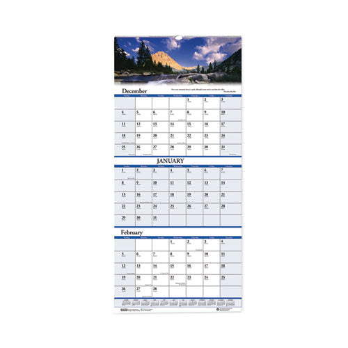 Earthscapes Recycled 3-month Vertical Wall Calendar, Scenic Landscapes Photography, 12.25 X 26, 14-month (dec-jan): 2022-2024