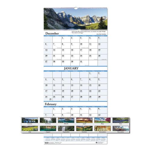 Earthscapes Recycled 3-month Vertical Wall Calendar, Scenic Landscapes Photography, 12.25 X 26, 14-month (dec-jan): 2022-2024