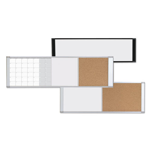 Combo Cubicle Workstation Dry Erase/cork Board, 48 X 18, Natural/white Surface, Aluminum Frame