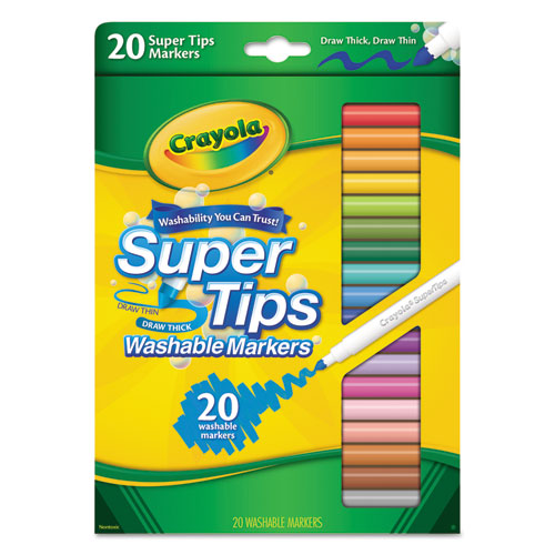 Washable Super Tips Markers, Fine/broad Bullet Tips, Assorted Colors, 20/set