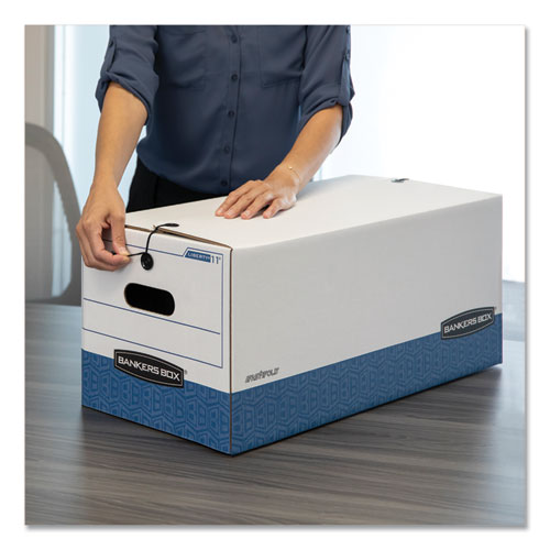 Stor/file Medium-duty Strength Storage Boxes, Legal Files, 15.25" X 19.75" X 10.75", White/blue, 4/carton