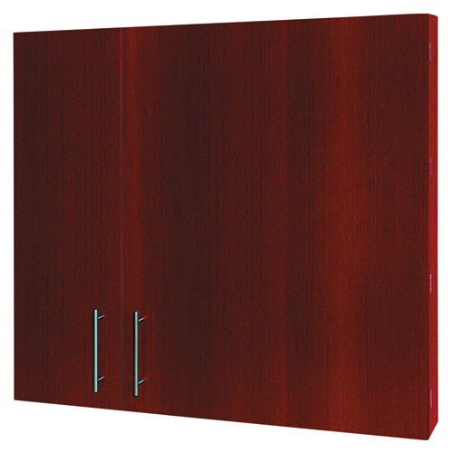 Conference Cabinet,  Porcelain Magnetic Dry Erase Board, 48 X 48, White Surface, Cherry Wood Frame