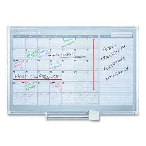 Magnetic Dry Erase Calendar Board, One Month, 48 X 36, White Surface, Silver Aluminum Frame